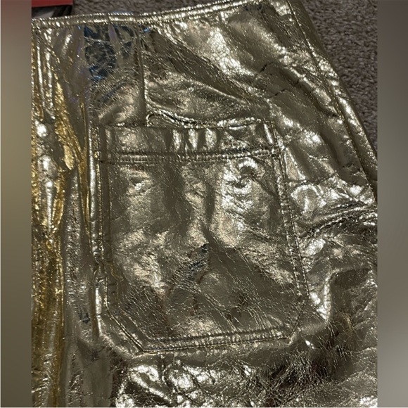 HUNTER BELL Shimmering Gold Faux Leather Mini Skirt - Picture 6 of 8